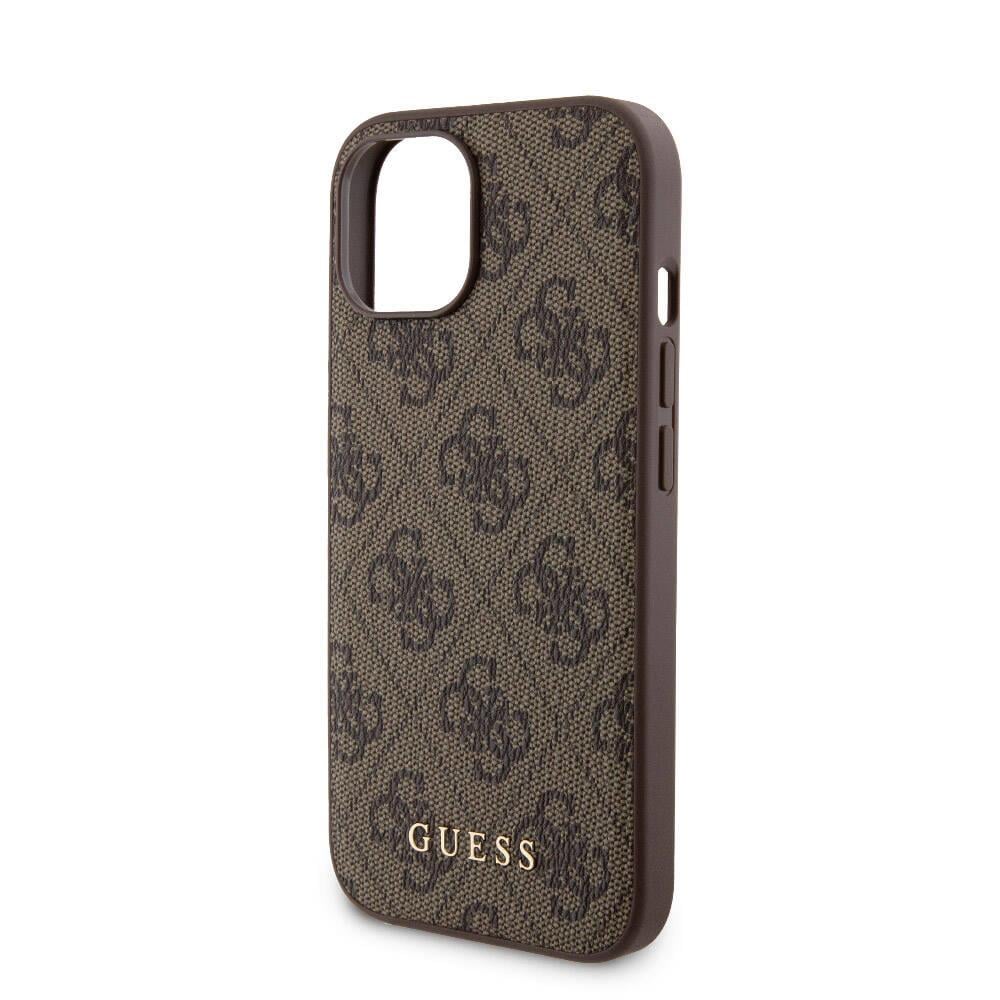 Apple iPhone 15 Kılıf Guess Orjinal Lisanslı M-safe Şarj Özellikli Yazı Logolu 4G Desenli Kapak + Powerbank 5000mAh 2in1 Set