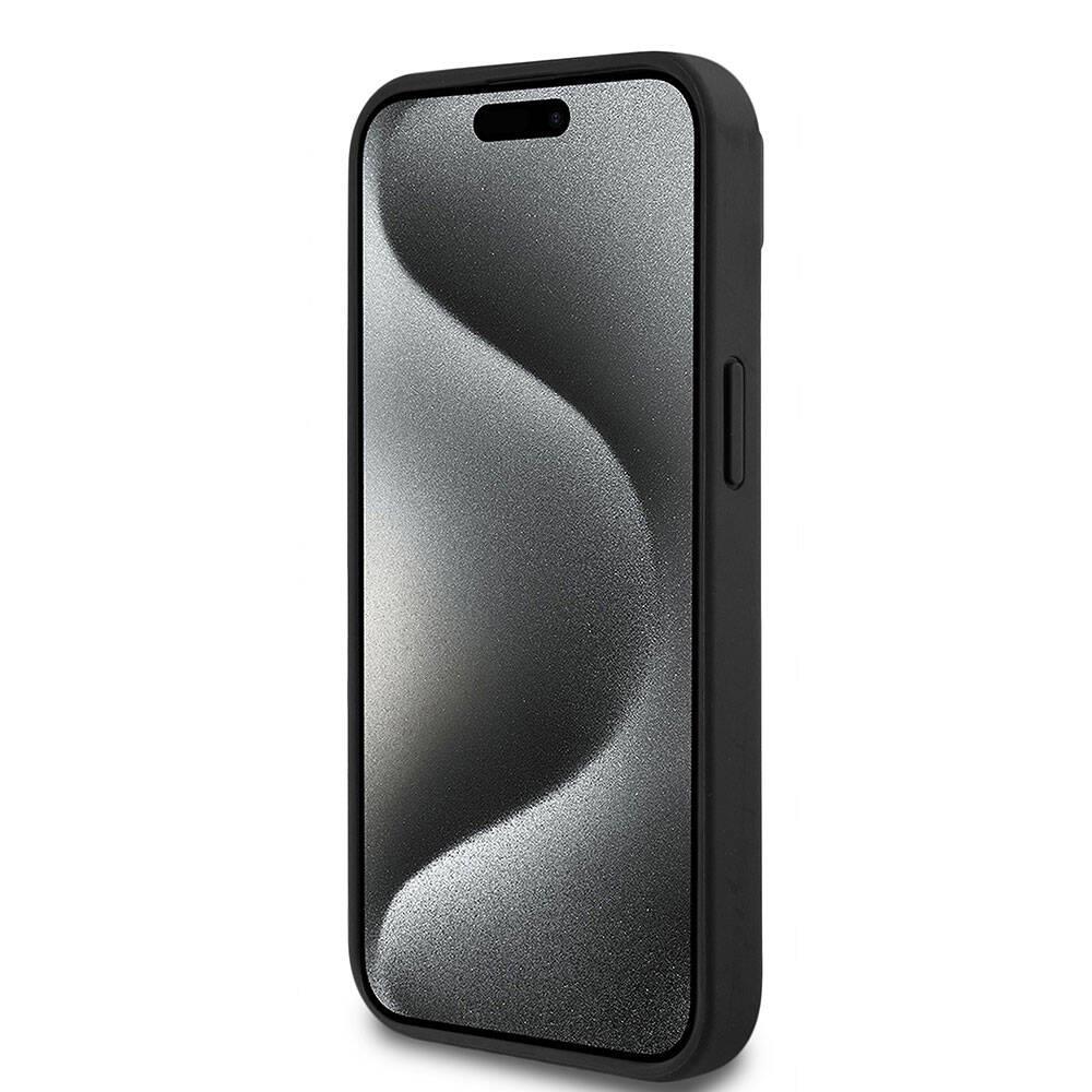 Apple iPhone 15 Kılıf Lacoste Orjinal Lisanslı M-safe Şarj Özellikli PU Deri Görünümlü Kartlıklı Karışık Monogram Desenli Kapak