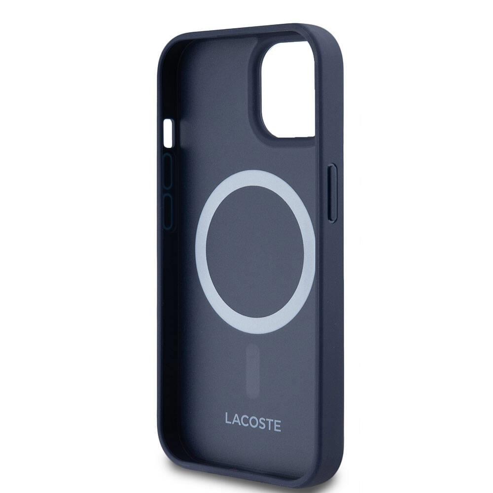 Apple iPhone 15 Kılıf Lacoste Orjinal Lisanslı M-safe Şarj Özellikli PU Deri Görünümlü Karışık Monogram Desenli Kapak