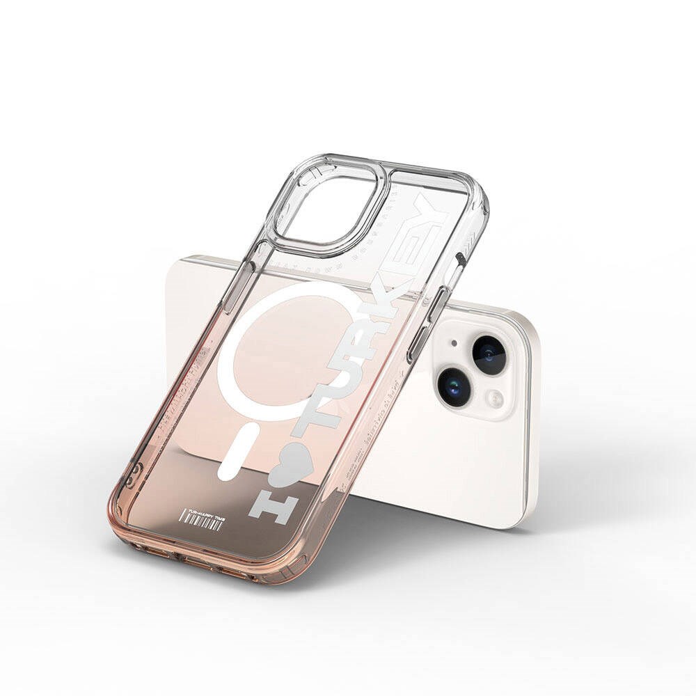 Apple iPhone 15 Kılıf M-safe Şarj Özellikli Transparan Renk Geçişli Wiwu Turkey C Serisi Kapak