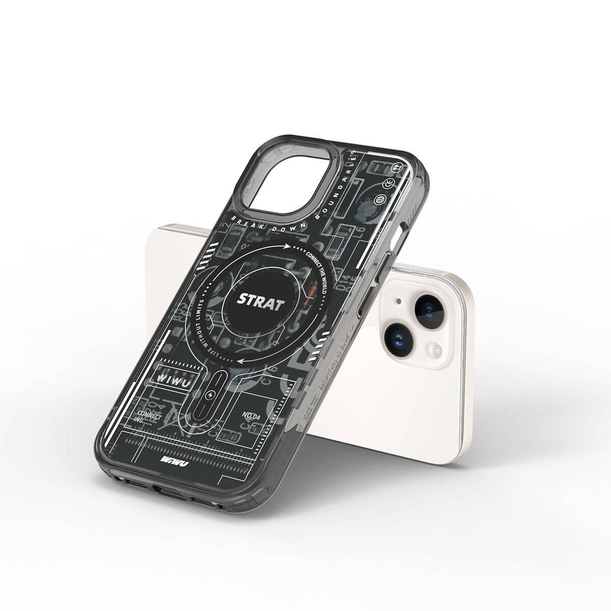 Apple iPhone 15 Kılıf M-safe Şarj Özellikli Desenli Wiwu Mecha Circuit H Serisi Kapak