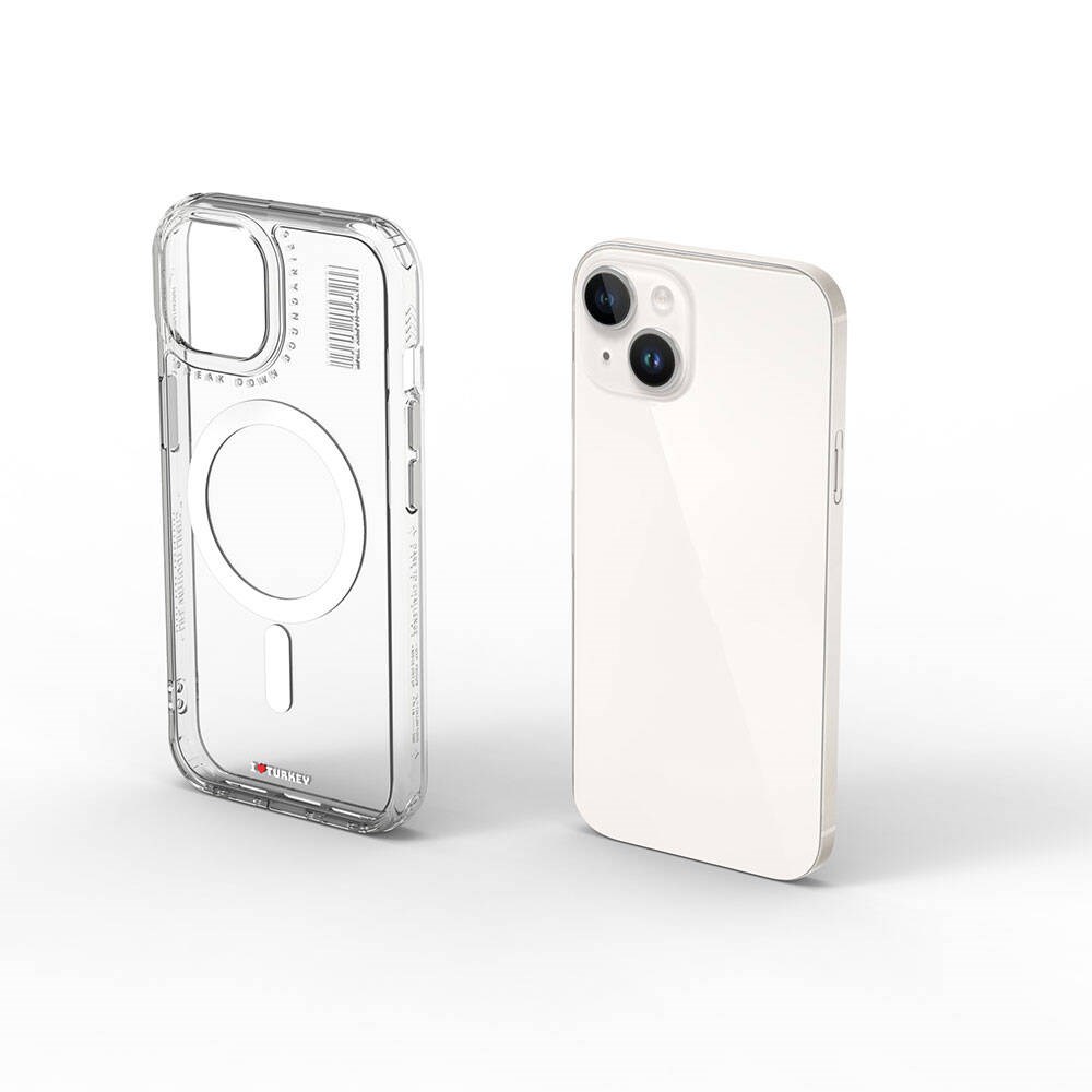 Apple iPhone 15 Kılıf M-safe Şarj Özellikli Şeffaf Transparan Wiwu Turkey D Serisi Kapak