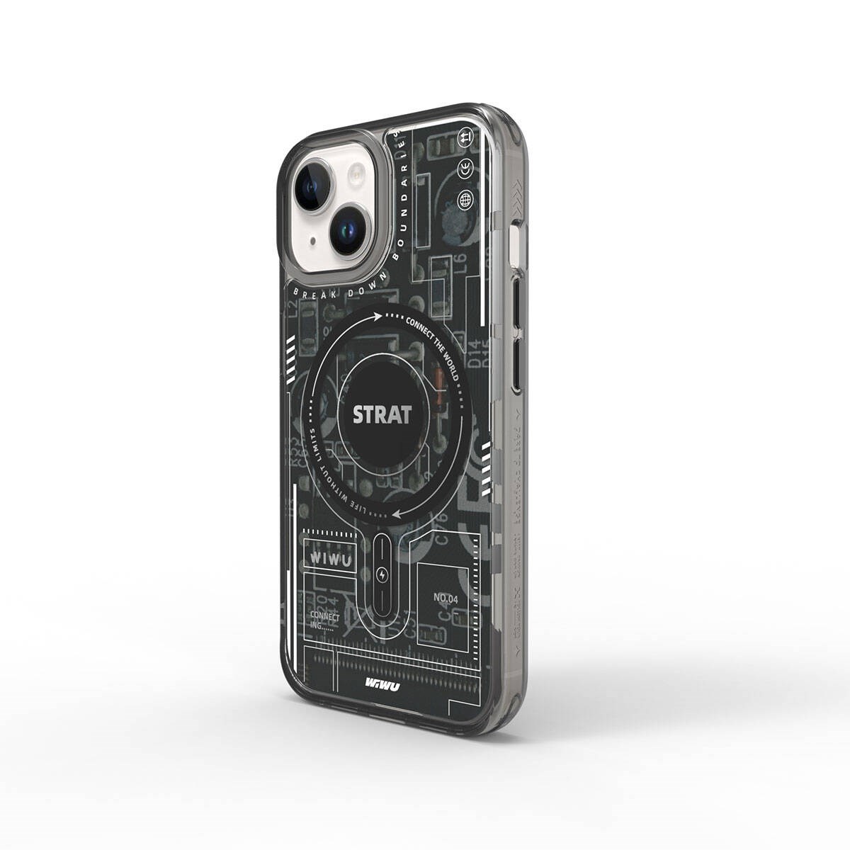 Apple iPhone 15 Kılıf M-safe Şarj Özellikli Desenli Wiwu Mecha Circuit H Serisi Kapak