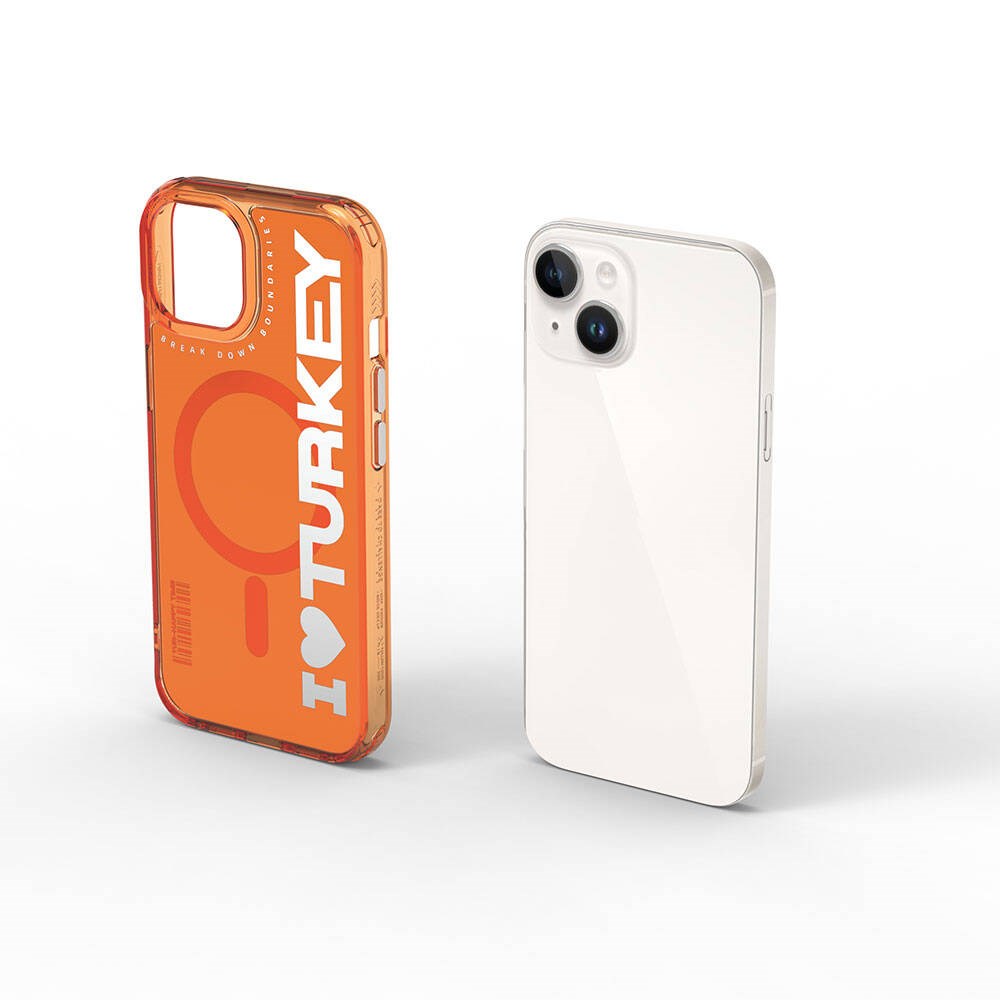 Apple iPhone 15 Kılıf M-safe Şarj Özellikli I Love Turkey Yazı Desenli Wiwu Turkey E Serisi Kapak