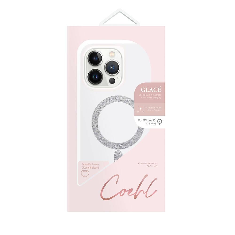 Apple iPhone 15 Kılıf M-safe Şarj Özellikli Simli Magnetik Coehl Glace Kapak