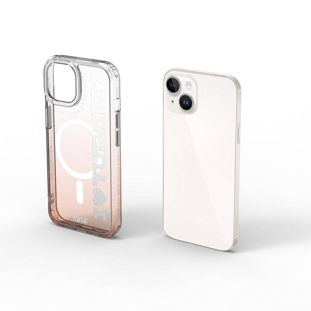 Apple iPhone 15 Kılıf M-safe Şarj Özellikli Transparan Renk Geçişli Wiwu Turkey C Serisi Kapak