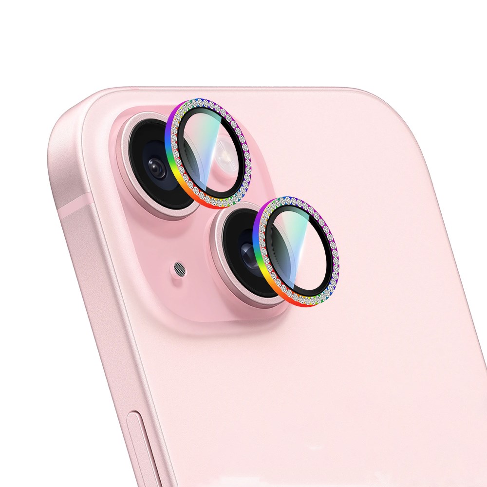 Apple iPhone 15 Plus CaseWorld Alloy Sparkling Diamond Serisi Taşlı Lens Koruyucu