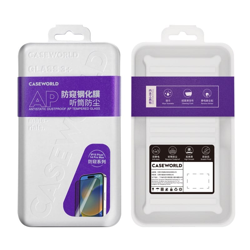 Apple iPhone 15 Plus CaseWorld HD Serisi 0.33mm Privacy Temperli Cam Ekran Koruyucu