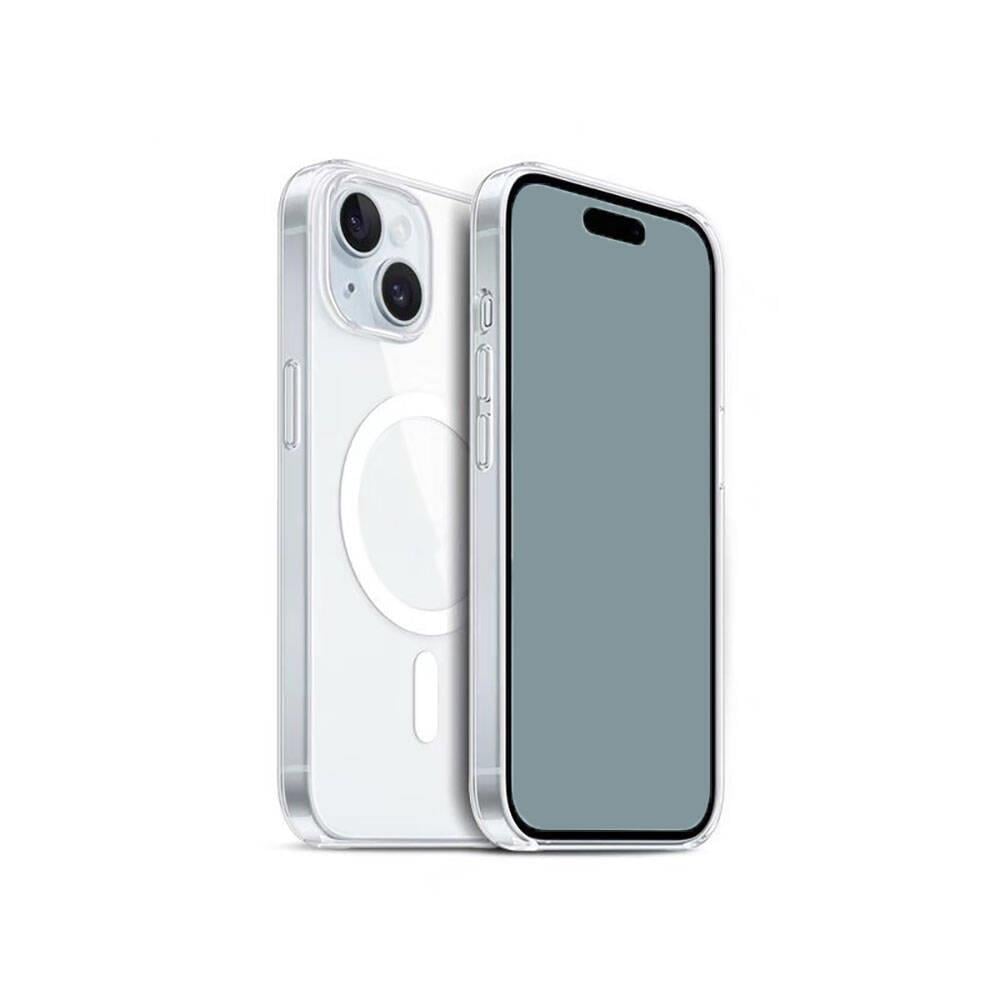 Apple iPhone 15 Plus Kılıf M-safe Şarj Özellikli Şeffaf Sert PC Zore Embos Kapak