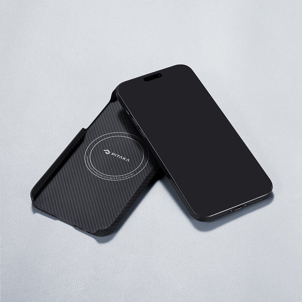 Apple iPhone 15 Plus Kılıf M-safe Şarj Özellikli 600D Aramid Fiber Pitaka Tactile Woven Orchestra Serisi Rhapsody Kapak