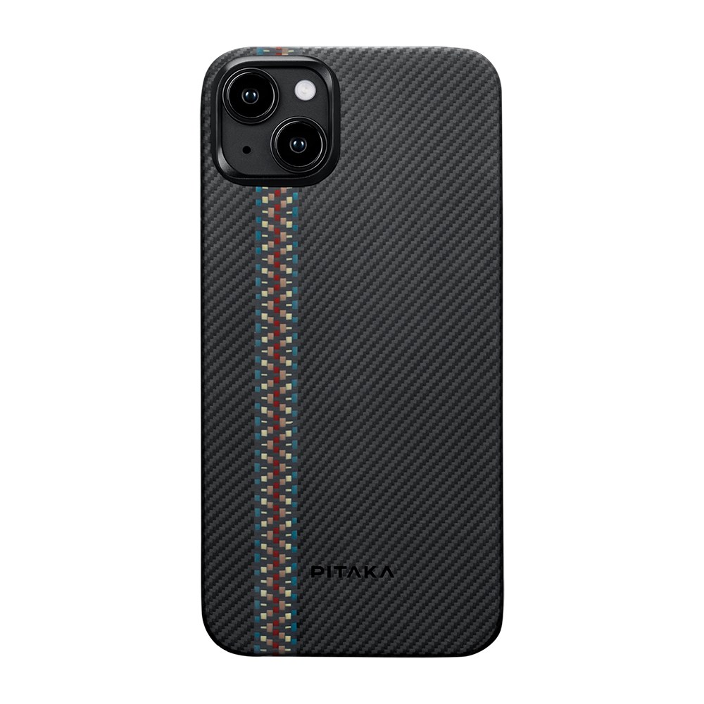 Apple iPhone 15 Plus Kılıf M-safe Şarj Özellikli 600D Aramid Fiber Pitaka Tactile Woven Orchestra Serisi Rhapsody Kapak
