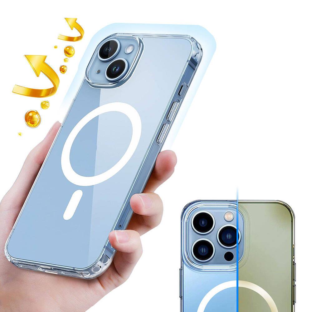 Apple iPhone 15 Plus Kılıf M-safe Şarj Özellikli Şeffaf Sert PC Zore Embos Kapak