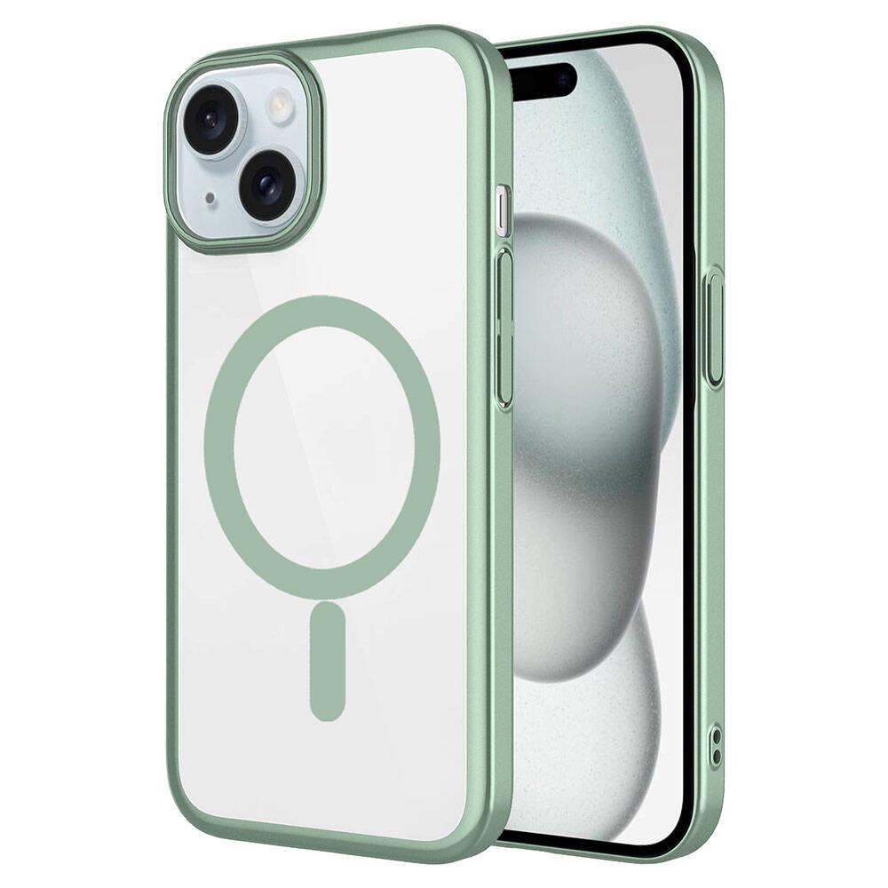 Apple iPhone 15 Plus Kılıf Wireless Şarj Özellikli Sert PC Zore Mat Riksos M-safe Kapak