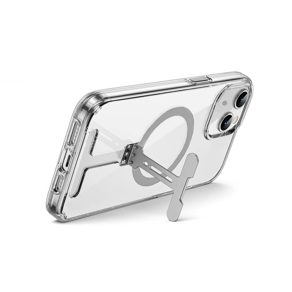 Apple iPhone 15 Plus Kılıf Wiwu FYY-014 M-safe Şarj Özellikli Alüminyum Alaşım Metal Standlı Şeffaf Kapak