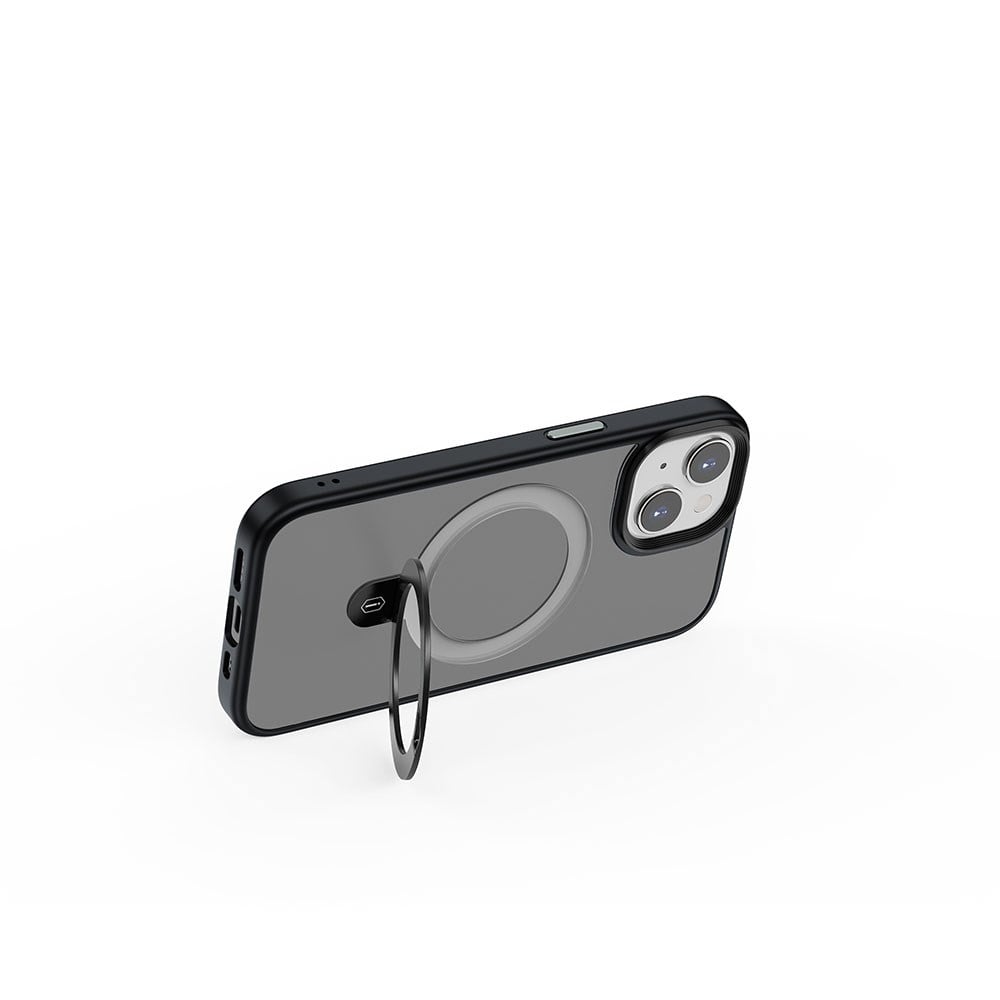 Apple iPhone 15 Plus Kılıf Wiwu ZMM-010 M-safe Şarj Özellikli Mat Arka Yüzey Standlı Kapak