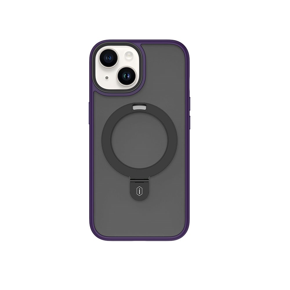 Apple iPhone 15 Plus Kılıf Wiwu ZMM-010 M-safe Şarj Özellikli Mat Arka Yüzey Standlı Kapak