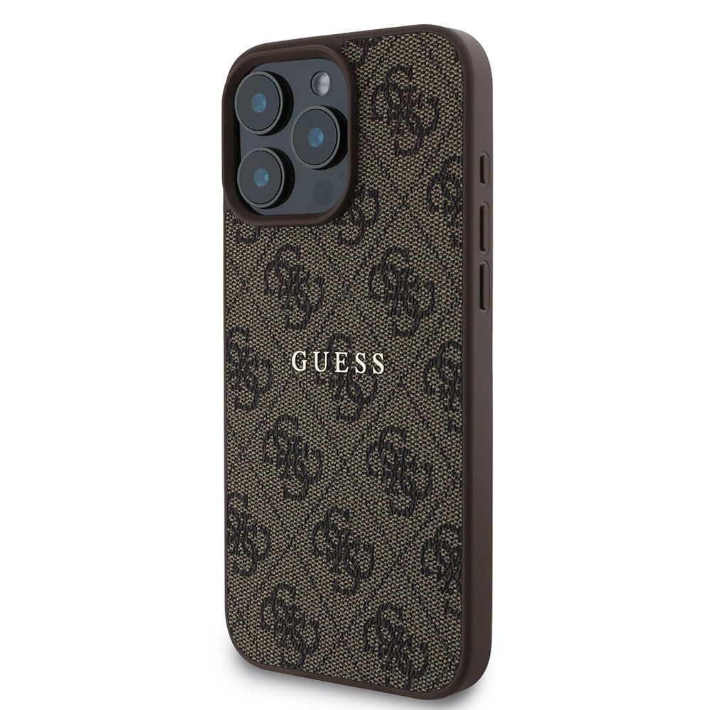 Apple iPhone 15 Pro Kılıf Guess Orjinal Lisanslı M-safe Şarj Özellikli 4G Desen Yazı Logolu Kapak
