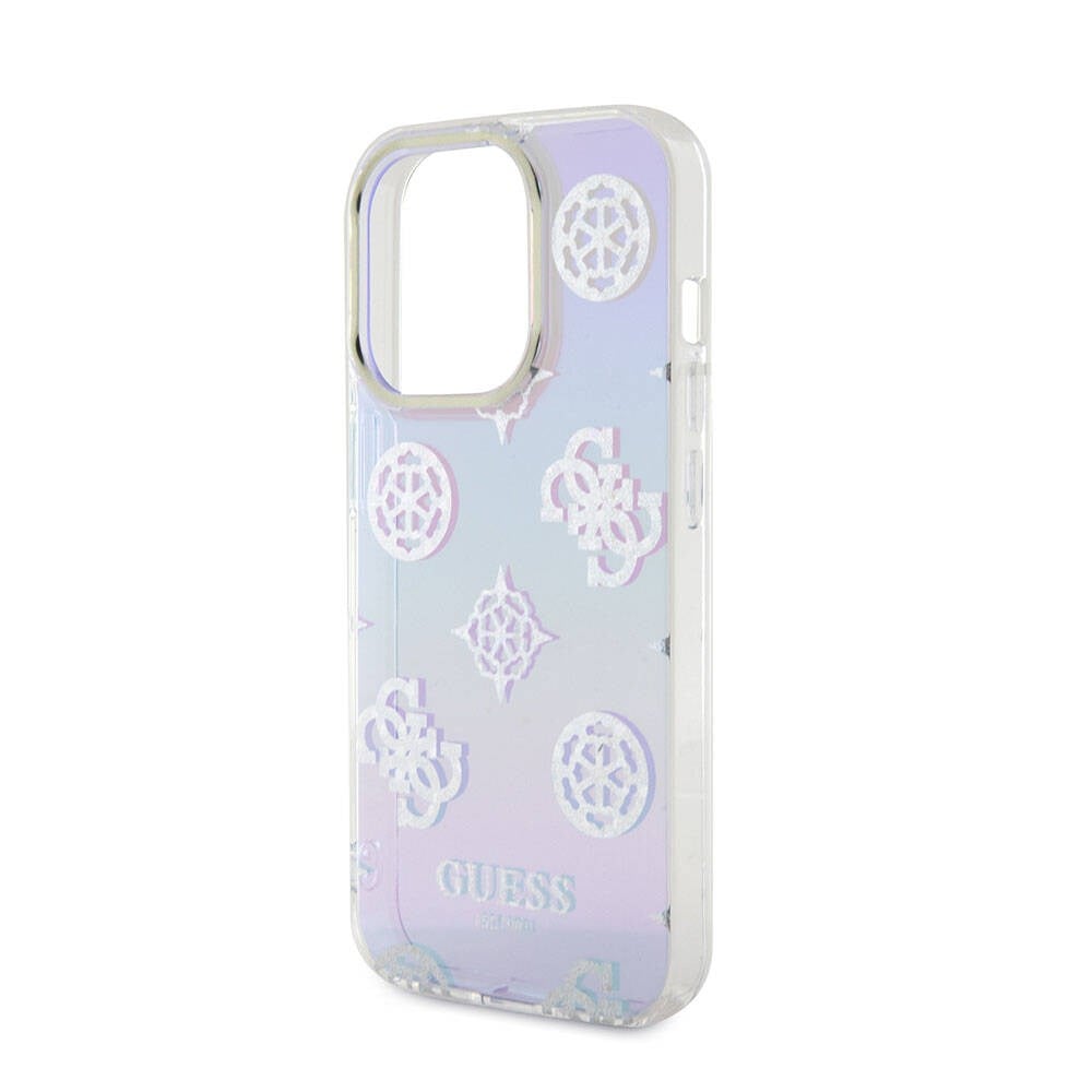 Apple iPhone 15 Pro Kılıf Guess Orjinal Lisanslı Desenli Yazı Logolu Askı İpli Holografik Glitter Peony Kapak