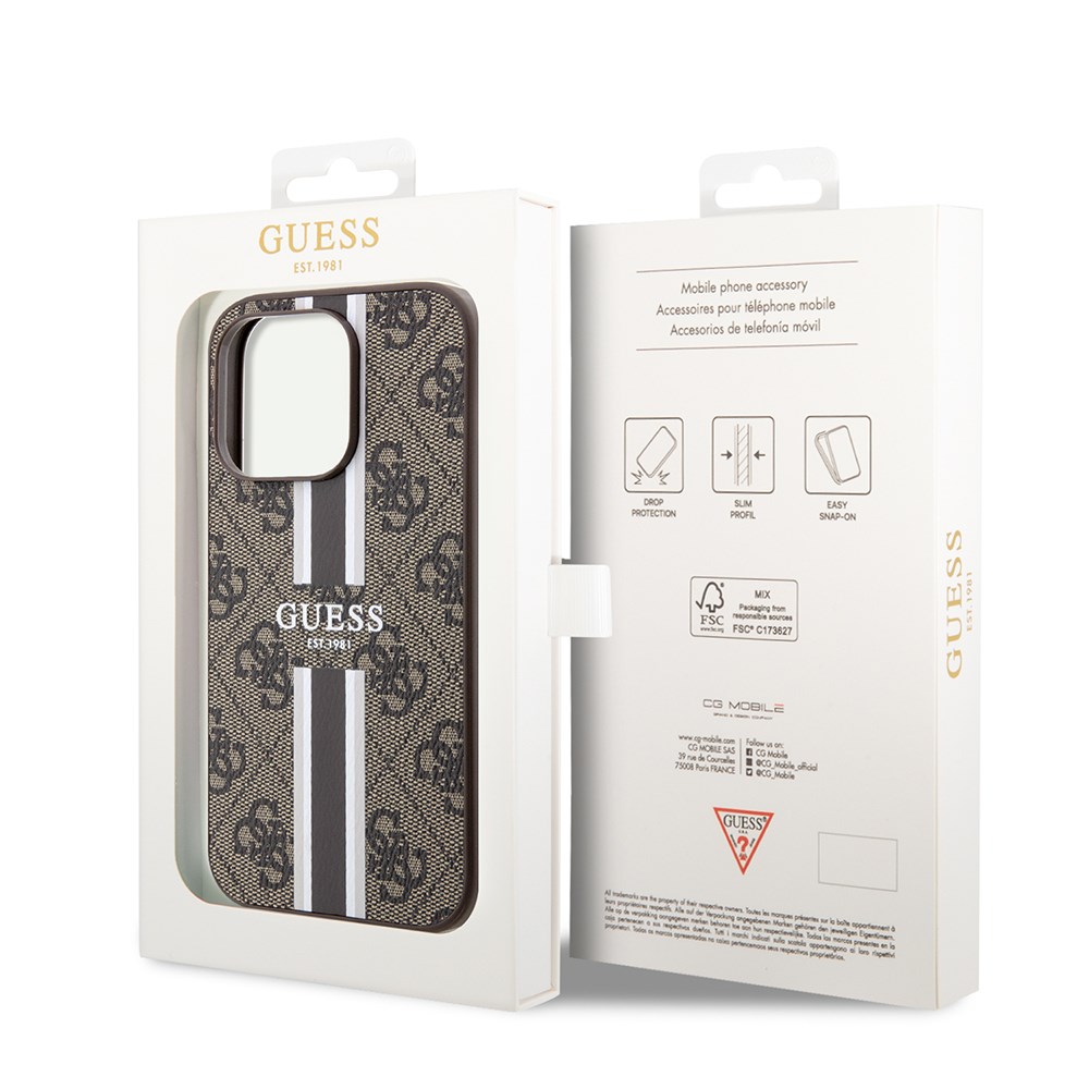 Apple iPhone 15 Pro Kılıf Guess Orjinal Lisanslı M-safe Şarj Özellikli Yazı Logolu Saffiano Kapak
