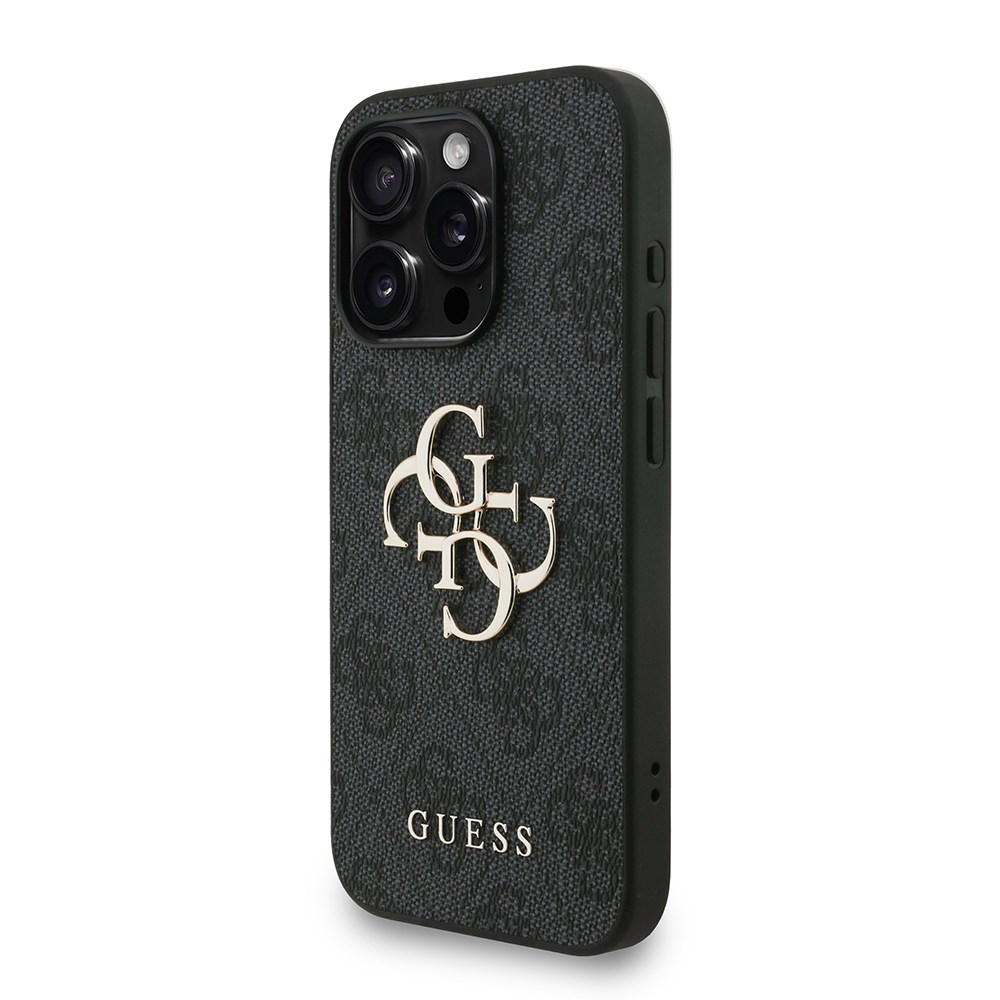 Apple iPhone 15 Pro Kılıf Guess Orjinal Lisanslı PU Deri Bilek Askı İpli Metal Büyük 4G ve Yazı Logolu Kapak