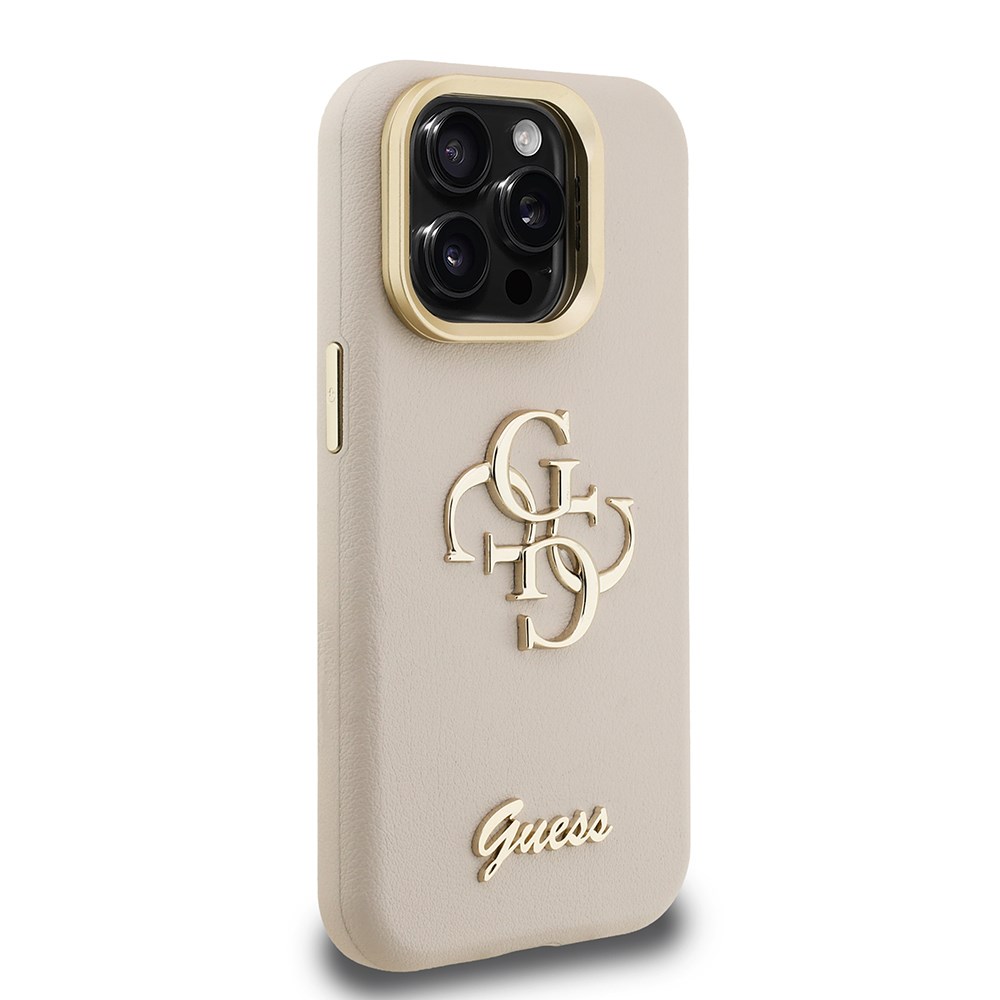 Apple iPhone 15 Pro Kılıf Guess Orjinal Lisanslı Grained Yazı Logolu Kamera Standlı Kapak