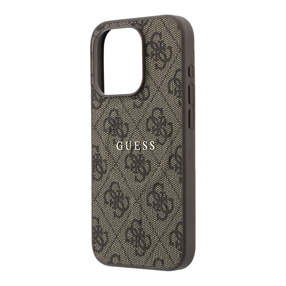 Apple iPhone 15 Pro Kılıf Guess Orjinal Lisanslı M-safe Kabartmalı 4G Desenli Yazı Logolu Kapak
