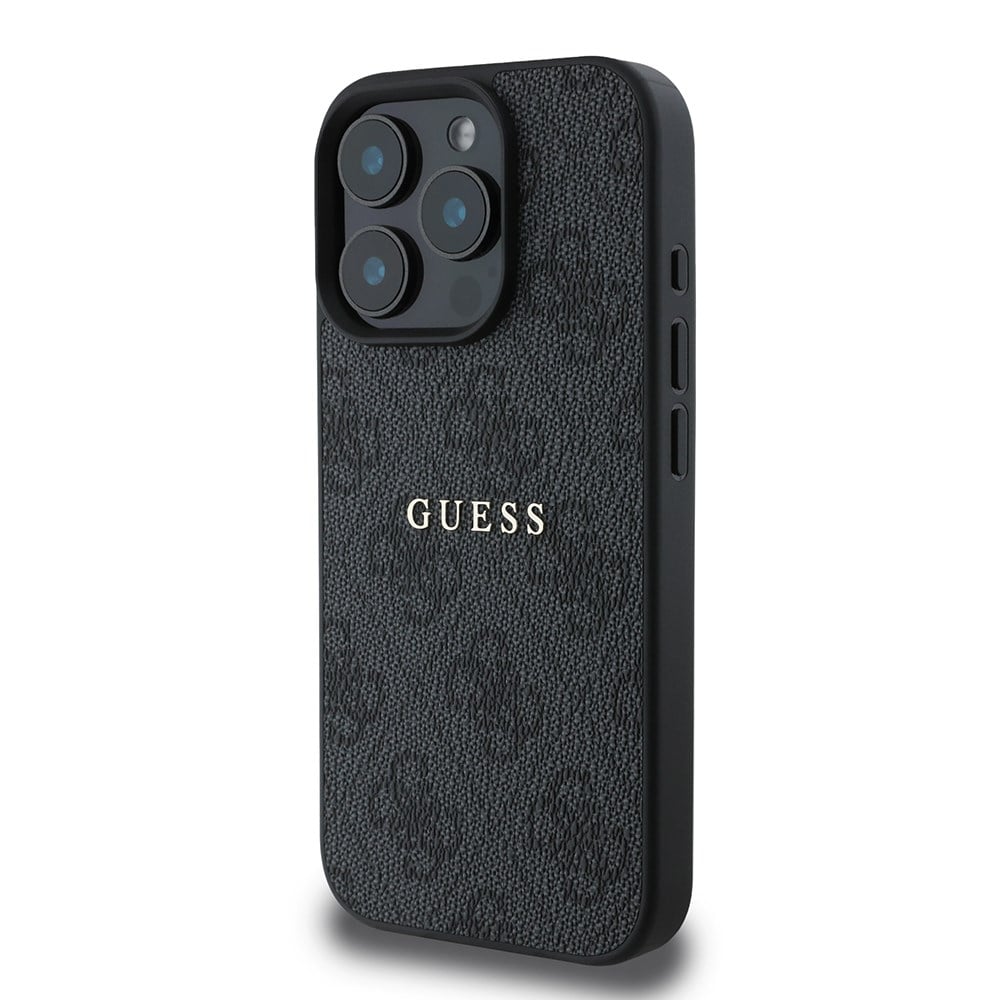 Apple iPhone 15 Pro Kılıf Guess Orjinal Lisanslı M-safe Şarj Özellikli 4G Desen Yazı Logolu Kapak