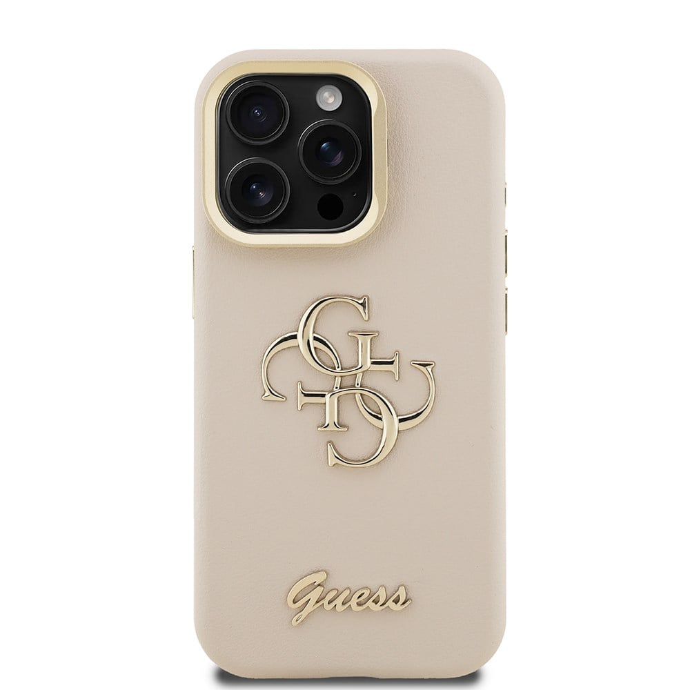 Apple iPhone 15 Pro Kılıf Guess Orjinal Lisanslı Grained Yazı Logolu Kamera Standlı Kapak