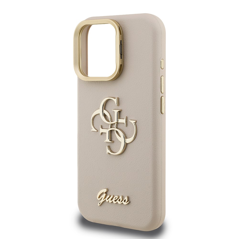 Apple iPhone 15 Pro Kılıf Guess Orjinal Lisanslı Grained Yazı Logolu Kamera Standlı Kapak