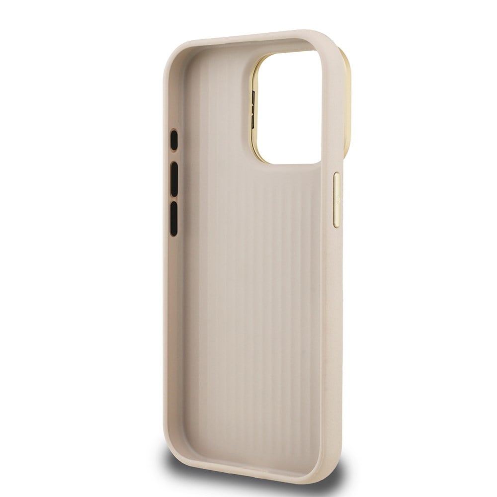 Apple iPhone 15 Pro Kılıf Guess Orjinal Lisanslı Grained Yazı Logolu Kamera Standlı Kapak