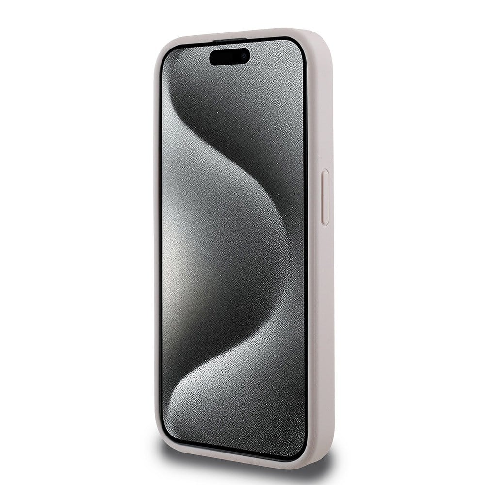 Apple iPhone 15 Pro Kılıf Guess Orjinal Lisanslı M-safe Şarj Özellikli PU Deri Bilek Askı İpli Yazı Logolu Kapak