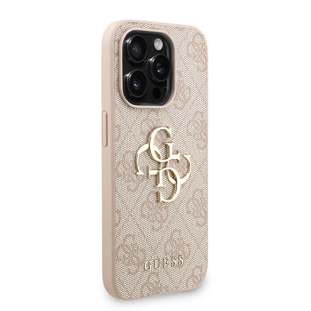 Apple iPhone 15 Pro Kılıf Guess Orjinal Lisanslı PU Deri Bilek Askı İpli Metal Büyük 4G ve Yazı Logolu Kapak