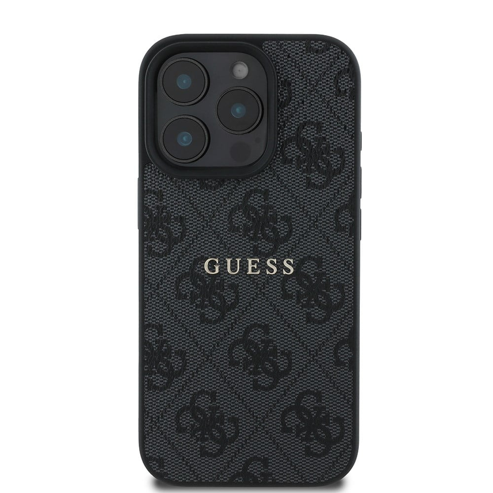 Apple iPhone 15 Pro Kılıf Guess Orjinal Lisanslı M-safe Şarj Özellikli 4G Desen Yazı Logolu Kapak