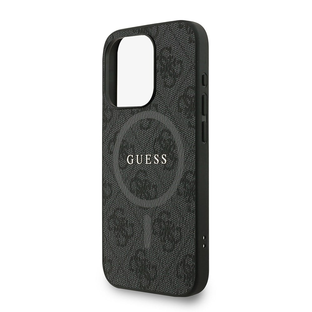 Apple iPhone 15 Pro Kılıf Guess Orjinal Lisanslı M-safe Şarj Özellikli PU Deri Bilek Askı İpli Yazı Logolu Kapak