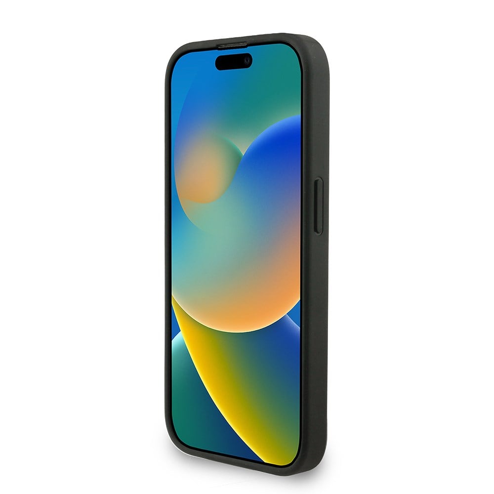 Apple iPhone 15 Pro Kılıf Guess Orjinal Lisanslı M-safe Şarj Özellikli PU Deri Bilek Askı İpli Yazı Logolu Kapak