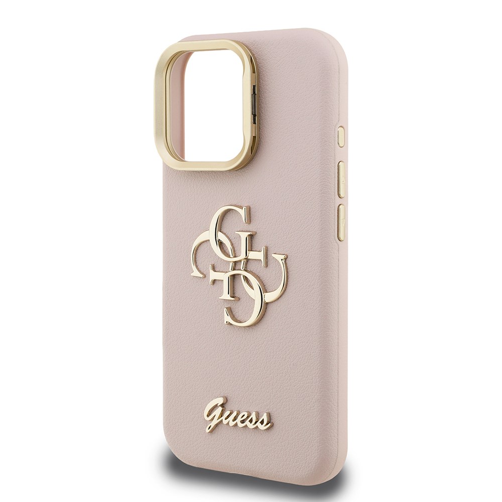 Apple iPhone 15 Pro Kılıf Guess Orjinal Lisanslı Grained Yazı Logolu Kamera Standlı Kapak
