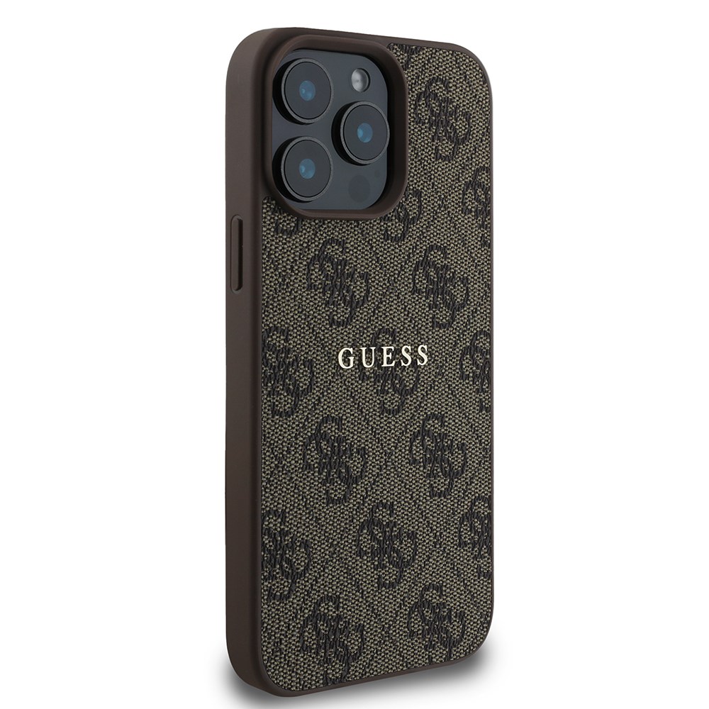 Apple iPhone 15 Pro Kılıf Guess Orjinal Lisanslı M-safe Şarj Özellikli 4G Desen Yazı Logolu Kapak