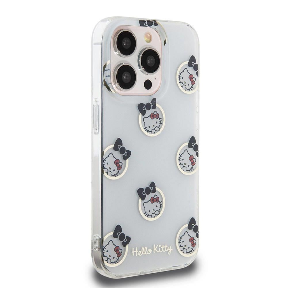 Apple iPhone 15 Pro Kılıf Hello Kitty Orjinal Lisanslı Elektroplating Kaplama Kabarcık Baskılı Kapak