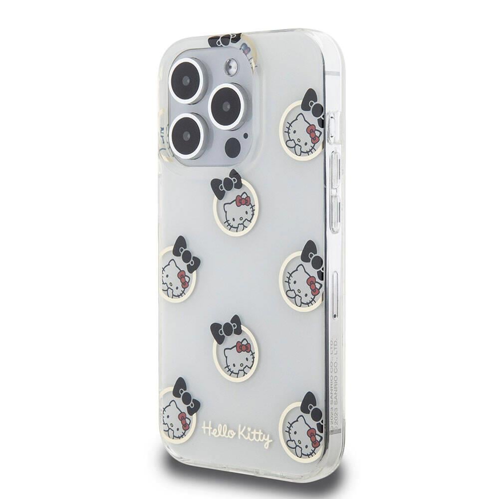 Apple iPhone 15 Pro Kılıf Hello Kitty Orjinal Lisanslı Elektroplating Kaplama Kabarcık Baskılı Kapak