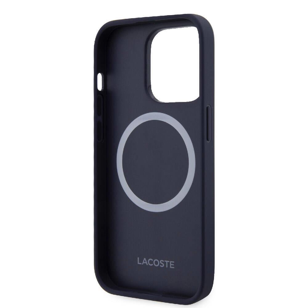 Apple iPhone 15 Pro Kılıf Lacoste Orjinal Lisanslı M-safe Şarj Özellikli PU Deri Görünümlü Karışık Monogram Desenli Kapak