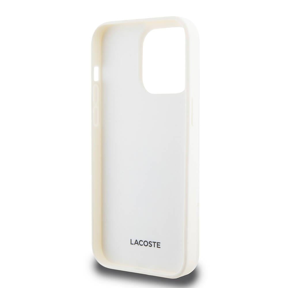 Apple iPhone 15 Pro Kılıf Lacoste Orjinal Lisanslı M-safe Şarj Özellikli PU Deri Görünümlü Kartlıklı Karışık Monogram Desenli Kapak