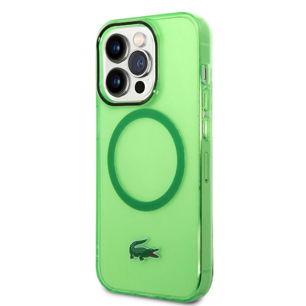 Apple iPhone 15 Pro Kılıf Lacoste Orjinal Lisanslı M-safe Şarj Özellikli Transparan Timsah Logo Baskılı Kapak