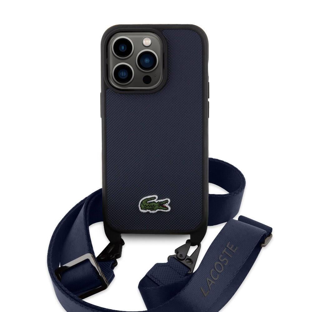 Apple iPhone 15 Pro Kılıf Lacoste Orjinal Lisanslı M-safe Şarj Özellikli PU Deri Görünümlü Kartlıklı Karışık Monogram Desenli Kapak