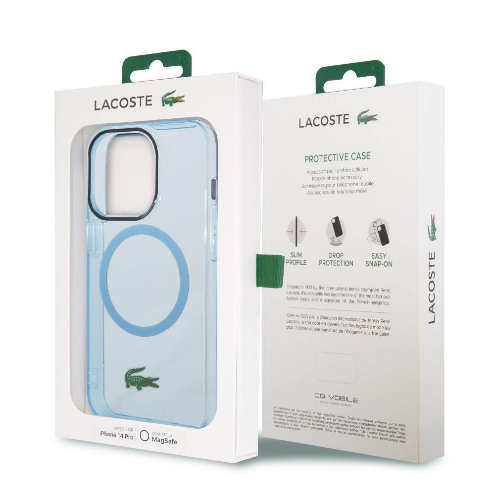Apple iPhone 15 Pro Kılıf Lacoste Orjinal Lisanslı M-safe Şarj Özellikli Transparan Timsah Logo Baskılı Kapak