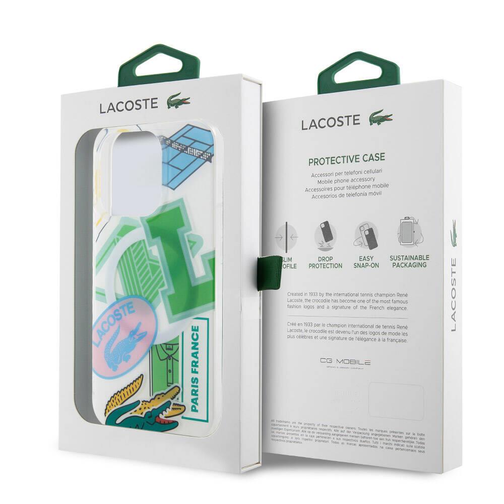 Apple iPhone 15 Pro Kılıf Lacoste Orjinal Lisanslı M-safe Şarj Özellikli Çift Katmanlı Yamalar Desenli Kapak