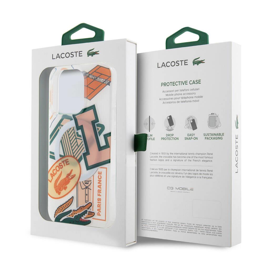 Apple iPhone 15 Pro Kılıf Lacoste Orjinal Lisanslı M-safe Şarj Özellikli Çift Katmanlı Yamalar Desenli Kapak