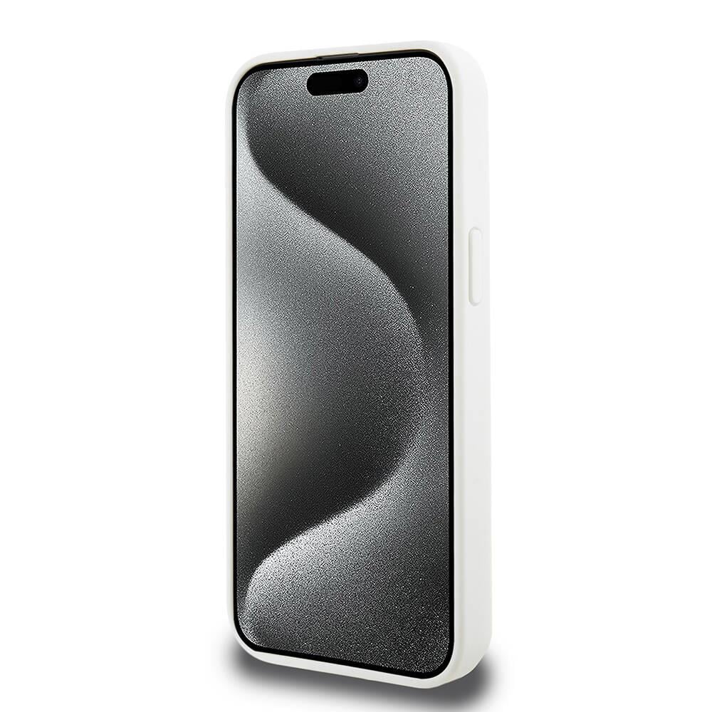 Apple iPhone 15 Pro Kılıf Lacoste Orjinal Lisanslı M-safe Şarj Özellikli PU Deri Görünümlü Kartlıklı Karışık Monogram Desenli Kapak