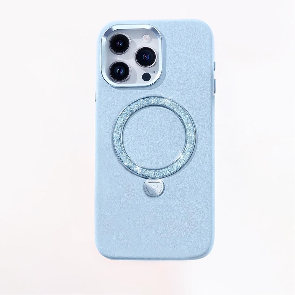 Apple iPhone 15 Pro Kılıf M-safe Şarj Özellikli Standlı Suni Deri Tasarımlı Pynana Dancing Circle Serisi Kapak