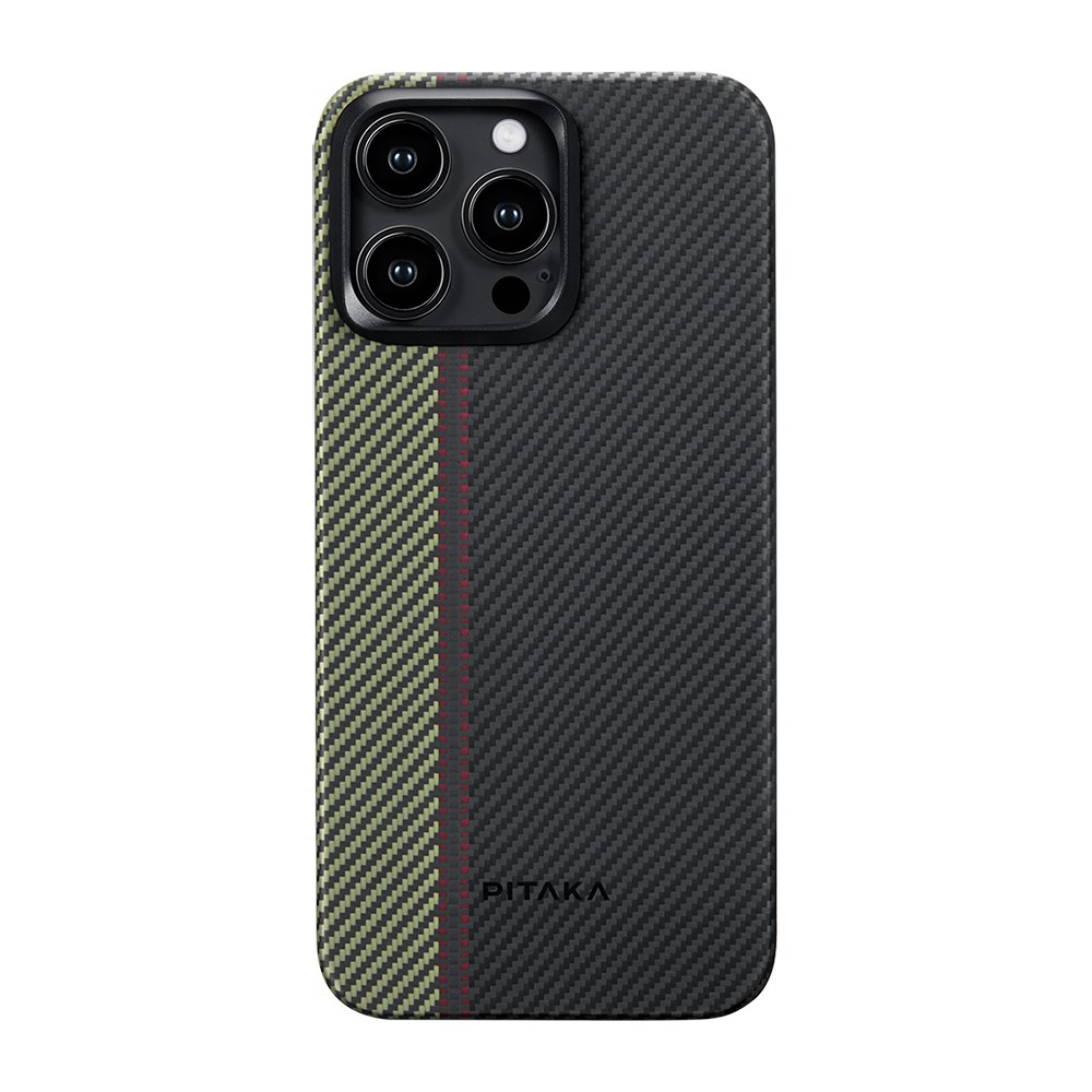 Apple iPhone 15 Pro Kılıf M-safe Şarj Özellikli 600D Aramid Fiber Pitaka Tactile Woven Orchestra Serisi Overture Kapak