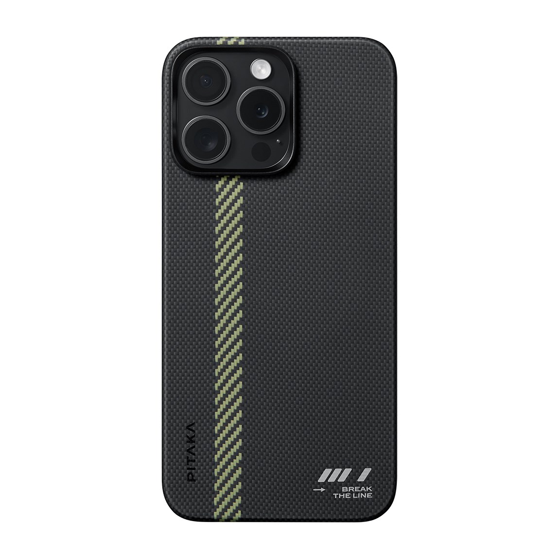 Apple iPhone 15 Pro Kılıf M-safe Şarj Özellikli Aramid Fiber Pitaka Tactile Woven Break The Line Kapak